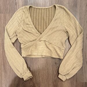 Zaful Tan Cable Knit Crop Top